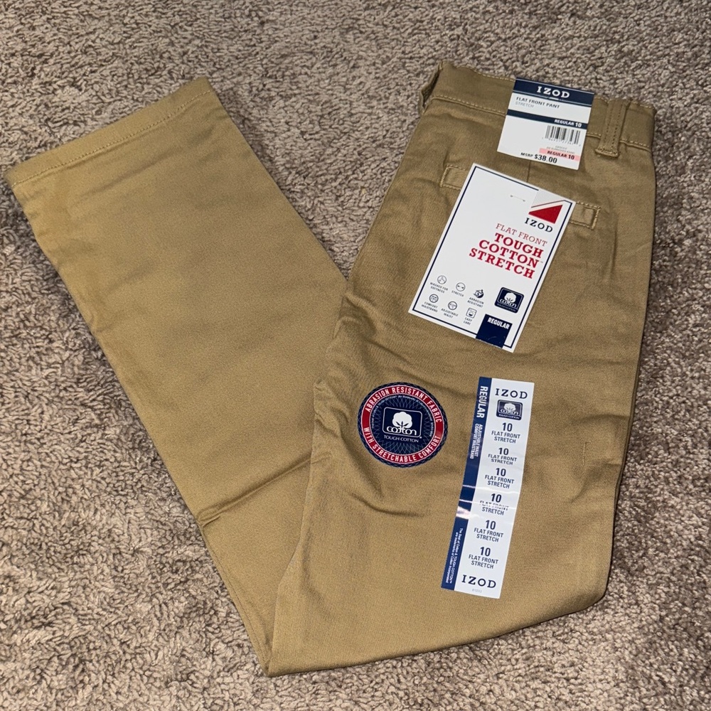 Izod Men's Khaki Cotton Stretch Chinos